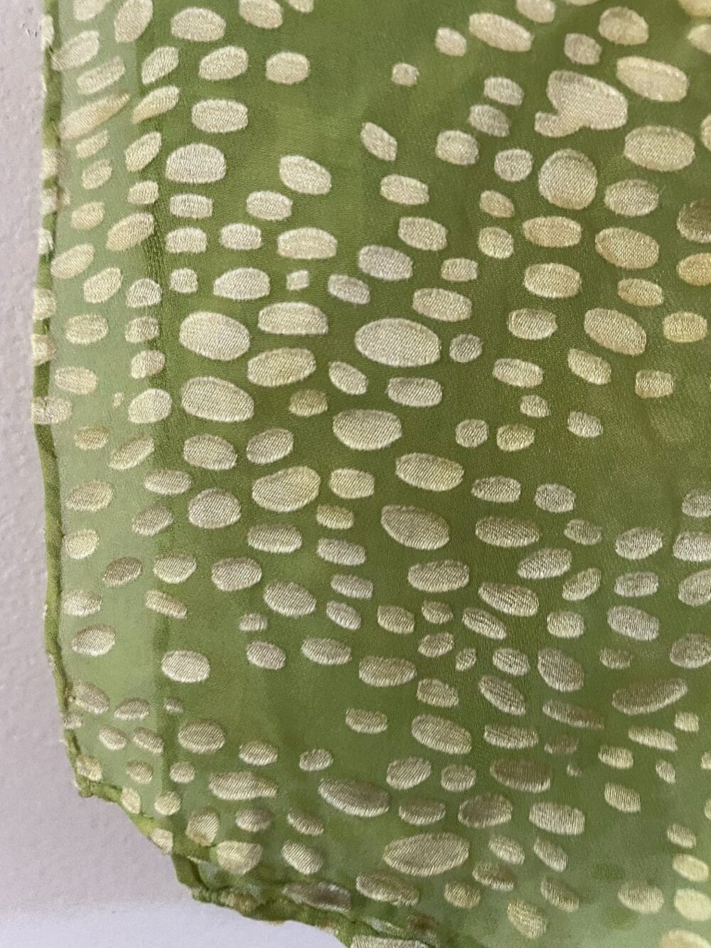 Lime Green Burnt Velvet Silk Scarf Handmade
